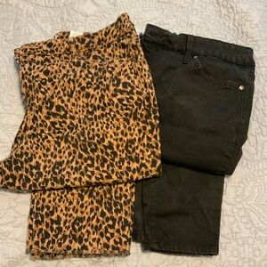 Terra & Sky Leopard Print and Black Women's Pants Set